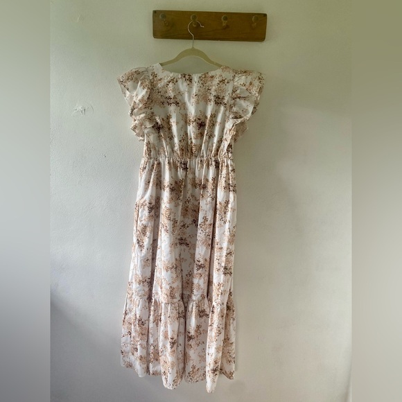 Abercrombie & Fitch Flutter Sleeve Tiered Midi Dress, Size M - Picture 2 of 6